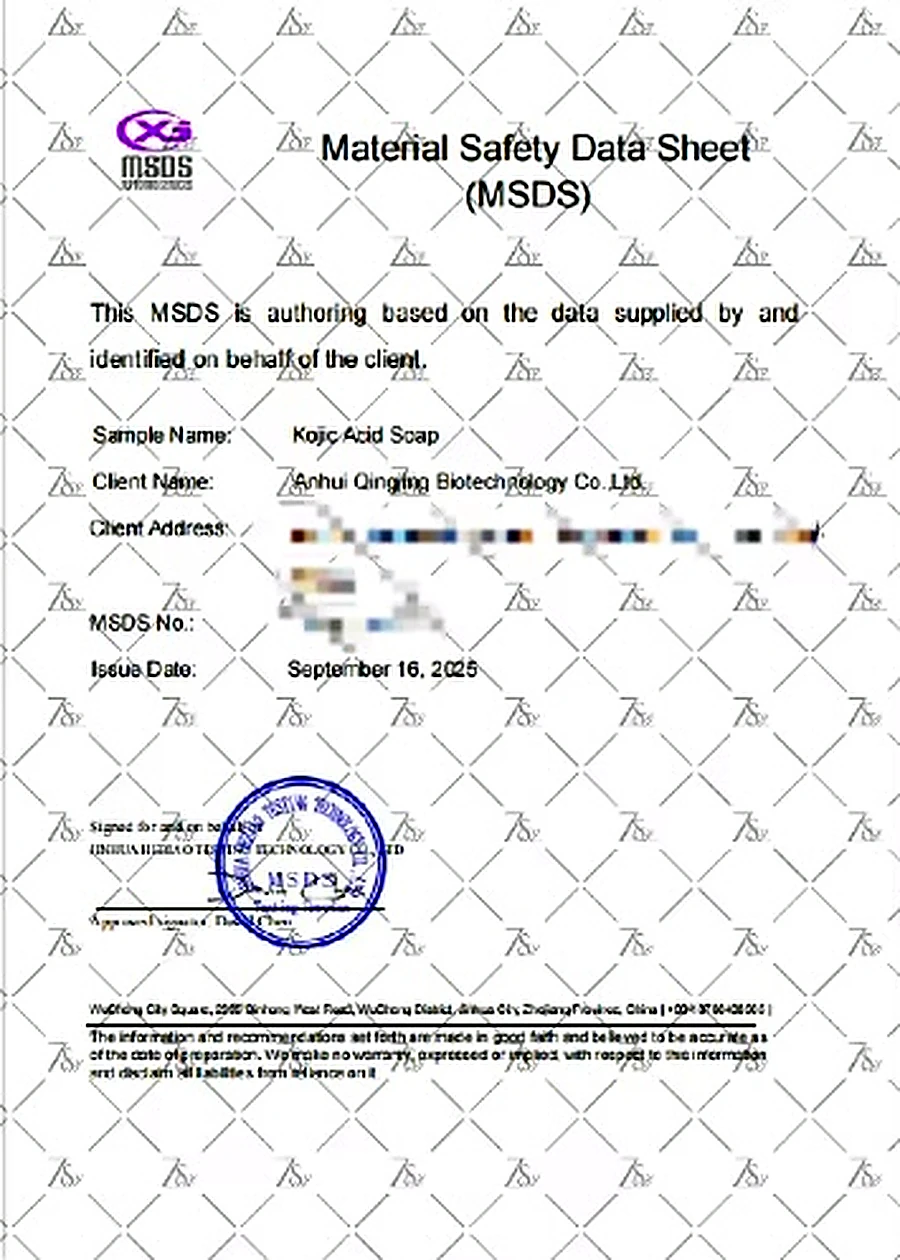 Kojic acid soap MSDS sample