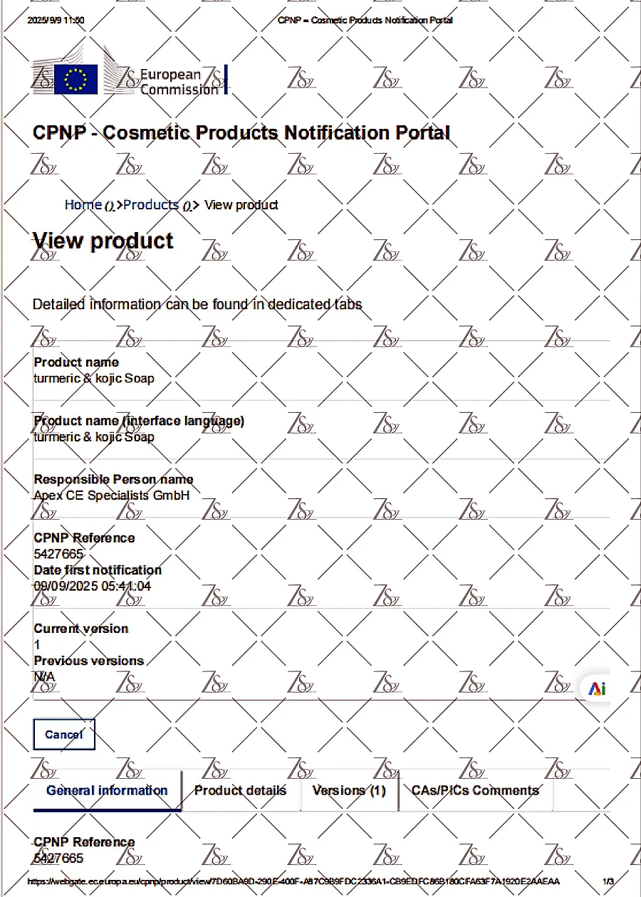 CPNP notification portal sample